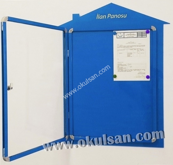 Kilitli panolar camlı okul ve ofis panoları duvar panosu 68x70 cm 6 ad