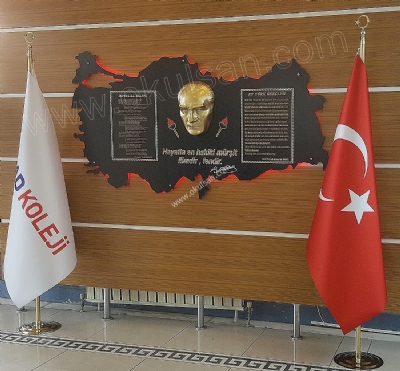 Ikl Trkiye grselli Atatrk kesi ve bayrak direkleri