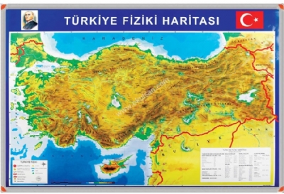 Trkiye fiziki haritas Alminyum ereveli modeli 70x100 cm