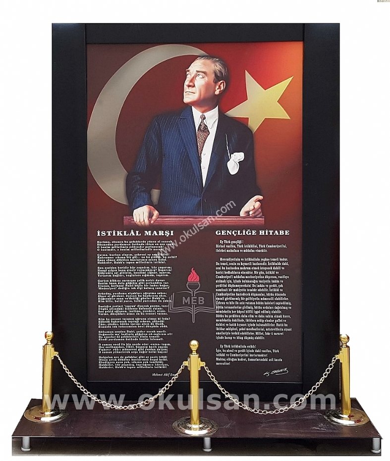 Atatürk köşesi okul girişi Atatürk köşeleri örneği 165x200 cm