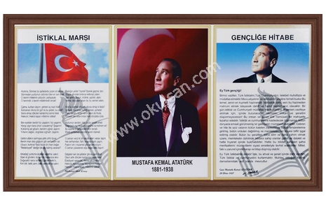 Milli Levha Sınıflarda Atatürk Köşesi İstiklal Marşı Gençliğe Hitabe Atatürk resmi 45x90 cm