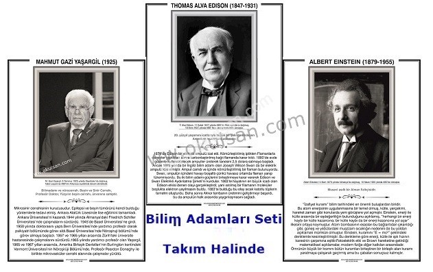 Dünya ve Türk Bilim Adamları kağıt poster Seti (67 adet) 35x50 cm