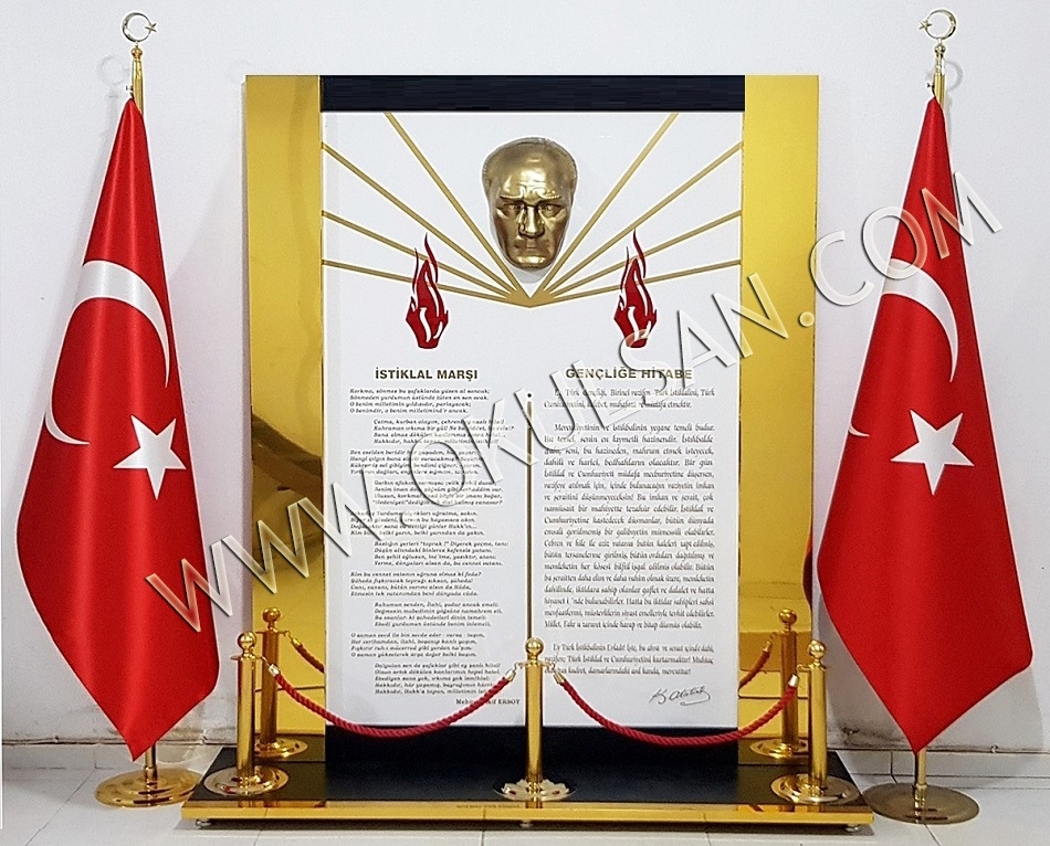 Atatürk köşesi Sarı Metal Köşeli Atatürk Köşesi 185x200 cm