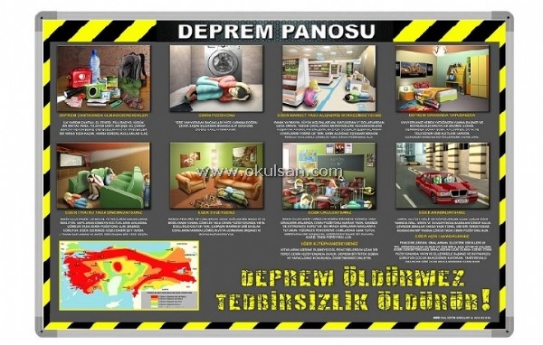 Deprem Panosu Depremden yaplmas gerekenler panosu 70x100 cm