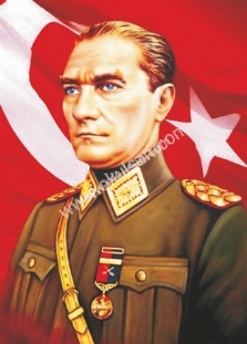 Atatürk resmi Akresi üniformalı 51 nolu poster 3x4,5 metre