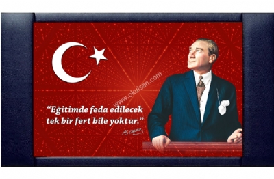 Deri Çerçeveli Makam Panosu Atatürk Resimli 110x200 cm