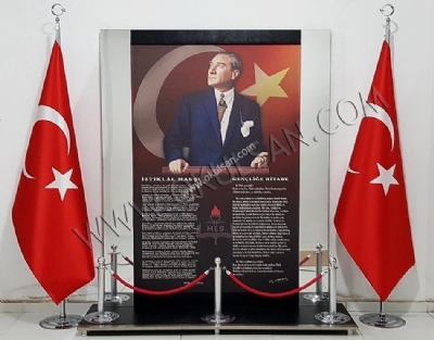 Eğitim Kurumları için Krom Metal köşeli  Atatürk köşesi 185x200 cm