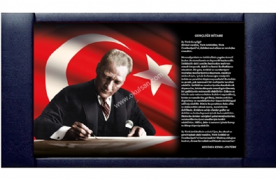 Atatürk Resimli Makam Arkası Deri Pano 85x140 cm