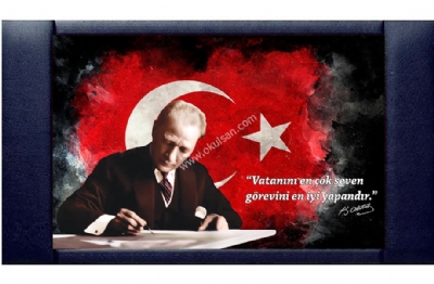 Masa Arkası Derili Fonlar,Atatürk ve Bayrak 100x160 cm