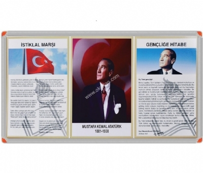 Milli levha al�minyum �er�eveli S�n�f Atat�rk k��esi 45x90 cm