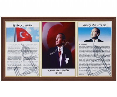 Milli Levha S�n�f Atat�rk K��esi �stiklal Mar��,Gen�li�e Hitabe,Atat�rk 45x90 cm