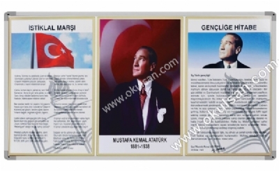Milli levha alüminyum çerçeveli Sınıf Atatürk köşesi 45x90 cm