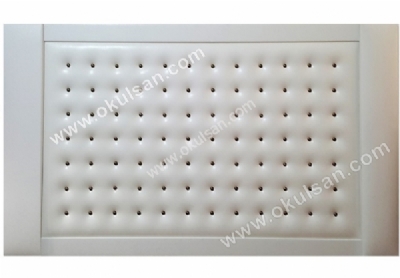 Derili düğmeli makam arkası panoları, beyaz derili 100x160 cm