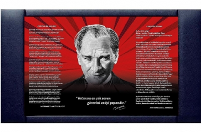 Trk Bayra ve Atatrk Resmi Tablolar 110x200 cm