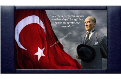 Makam Atatürk Portresi Deri Çerçeve Örnekleri 100x160 cm