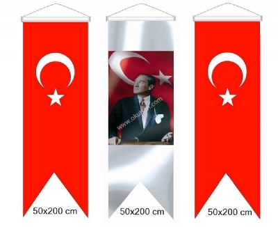 Atatrk resimleri krlang model Atatrk resmi ve Trk bayra 50x200 cm