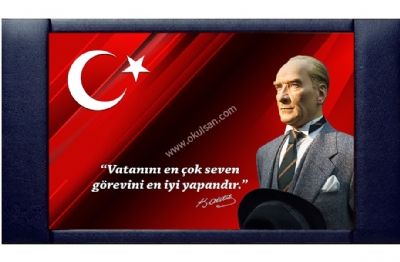 Deri Çerçeveli Atatürk Resimli Makam Panosu 70x110 cm