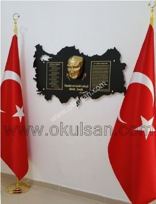 Modern Atatürk köşeleri Kabartma Türkiye ve bayrak direkleri