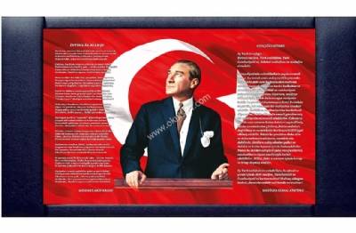 İstiklal Marşı, Gençliğe Hitabe, Atatürk'lü deri panolar 70x110 cm