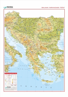 Balkan Yarımadası Fiziki Haritası 70x100cm