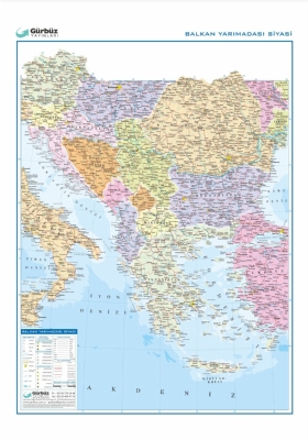 Balkan Yarımadası Siyasi Haritası 70x100cm