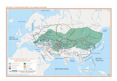 Cengiz İmparatorluğu Ve Parçalanması Haritası 70x100cm