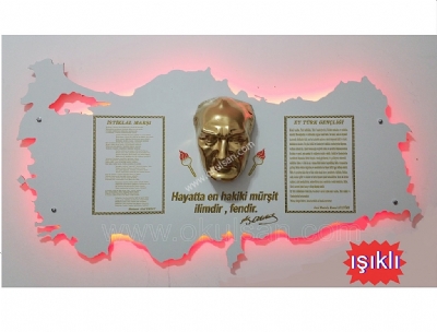 Atatürk köşeleri Türkiye haritası modeli ışıklı Atatürk köşesi